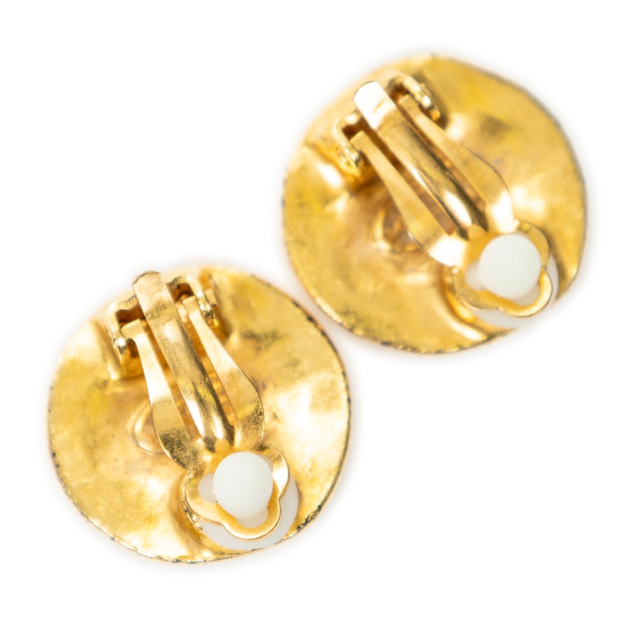 Small CC Round Clip On Earrings 