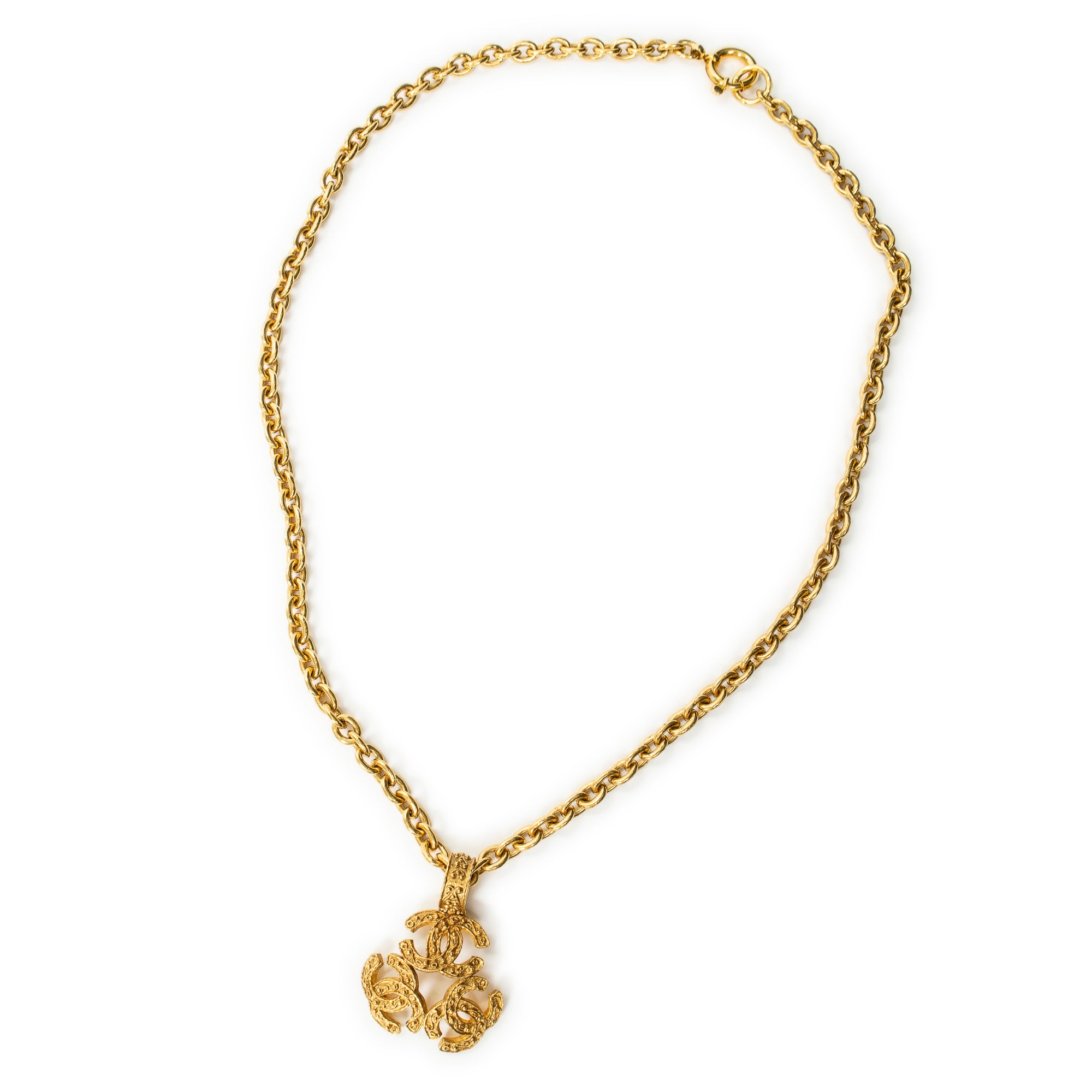 Vintage Triple CC Pendant Necklace 