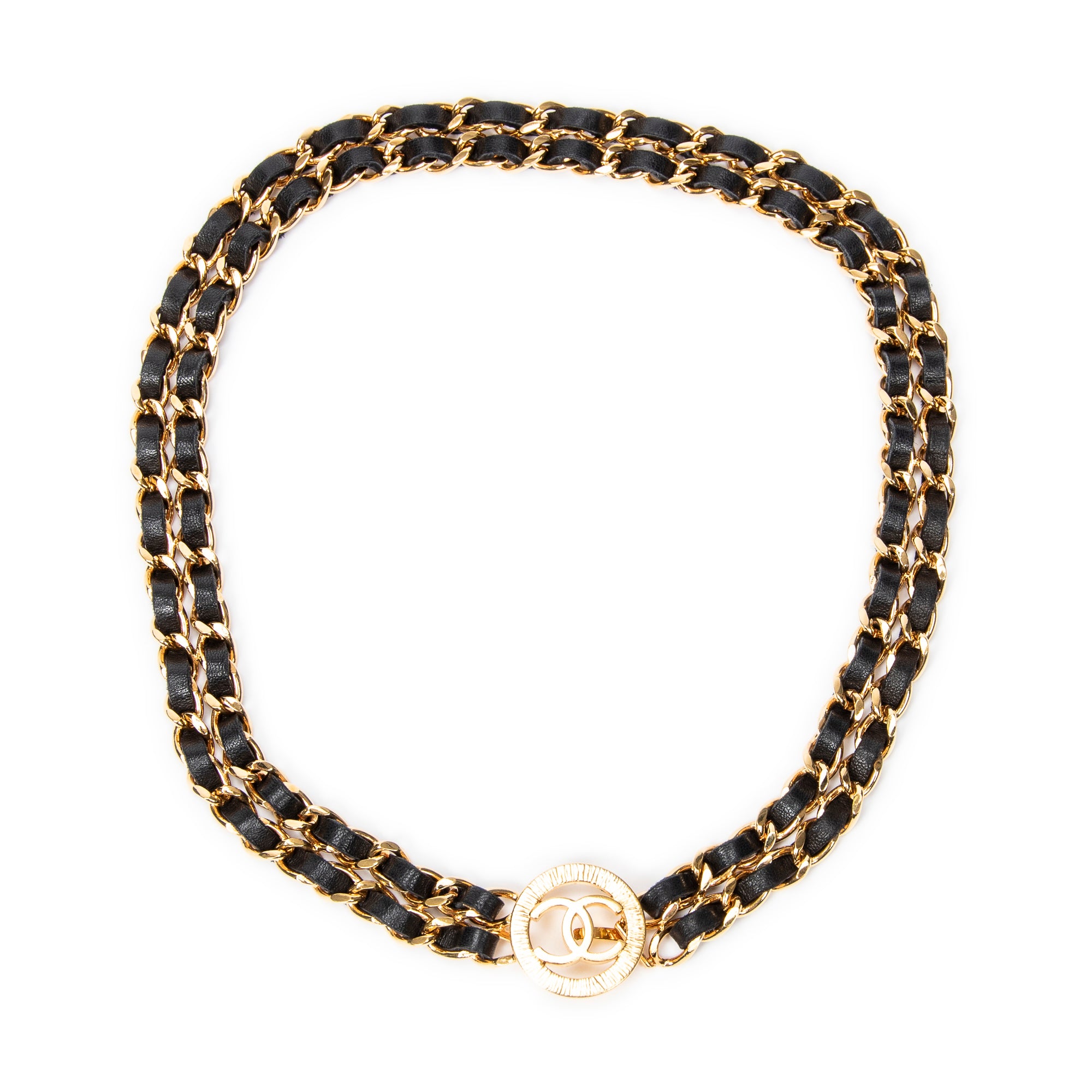 CC Medallion Double Chain Necklace Belt 
