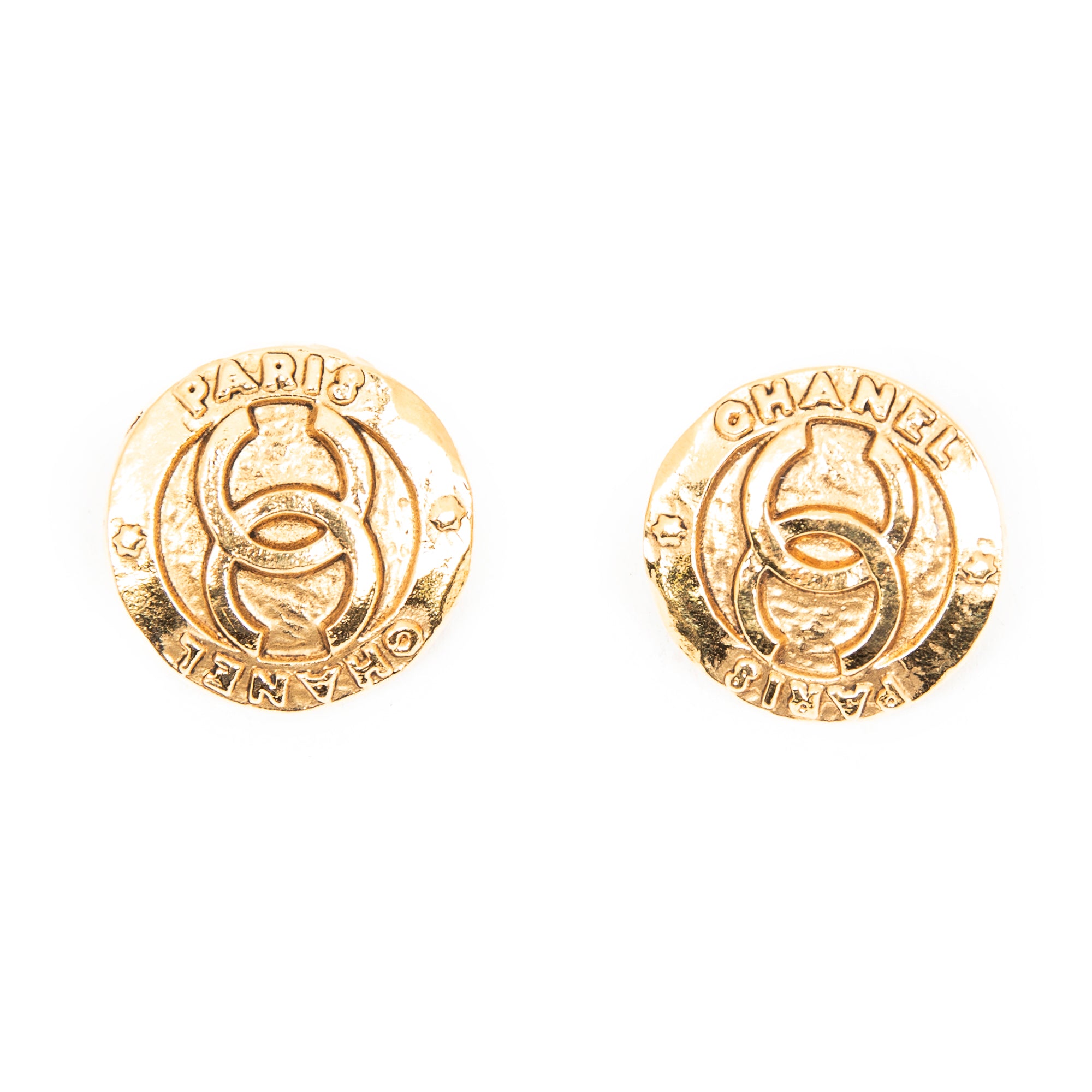 Small CC Round Clip On Earrings 