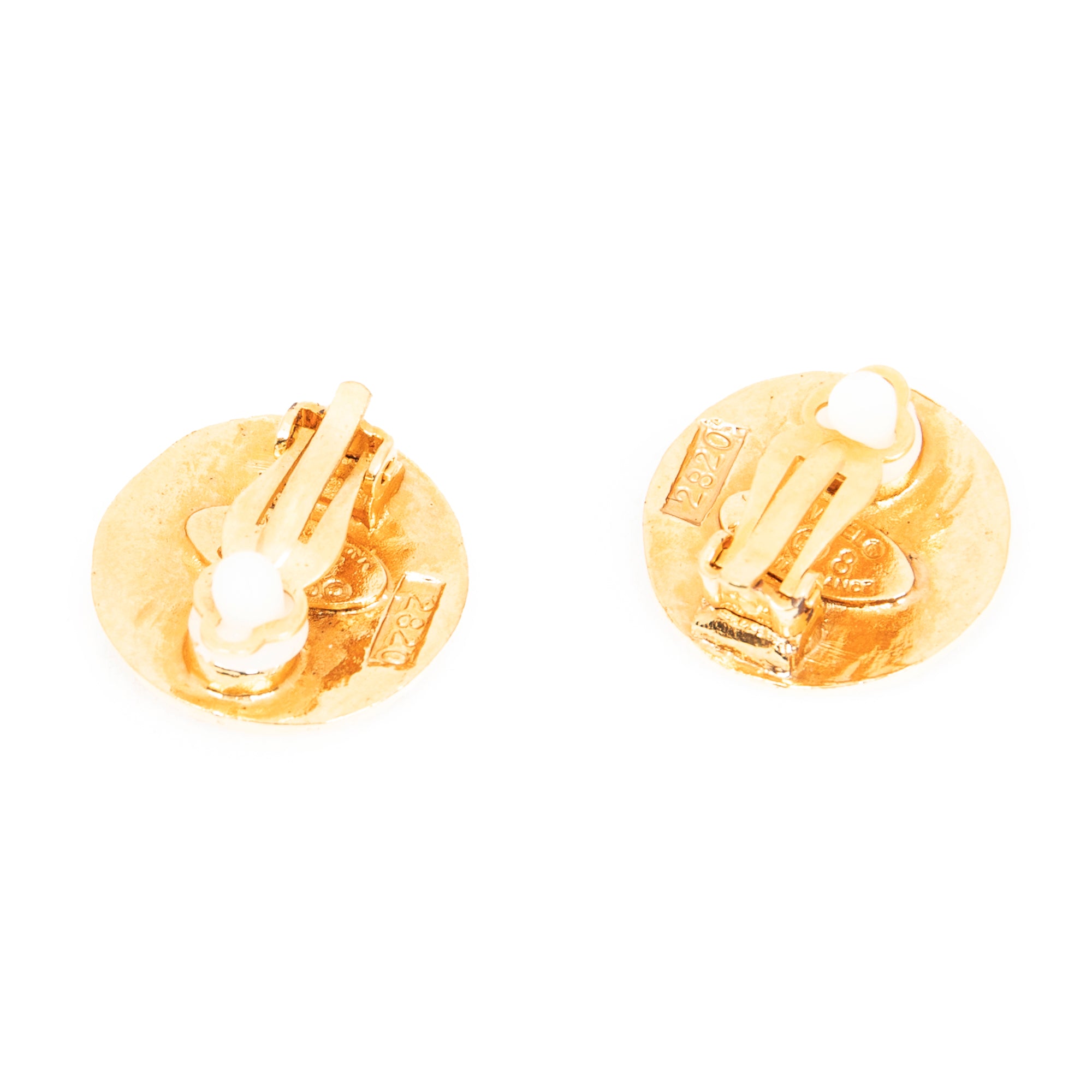 Small CC Round Clip On Earrings 
