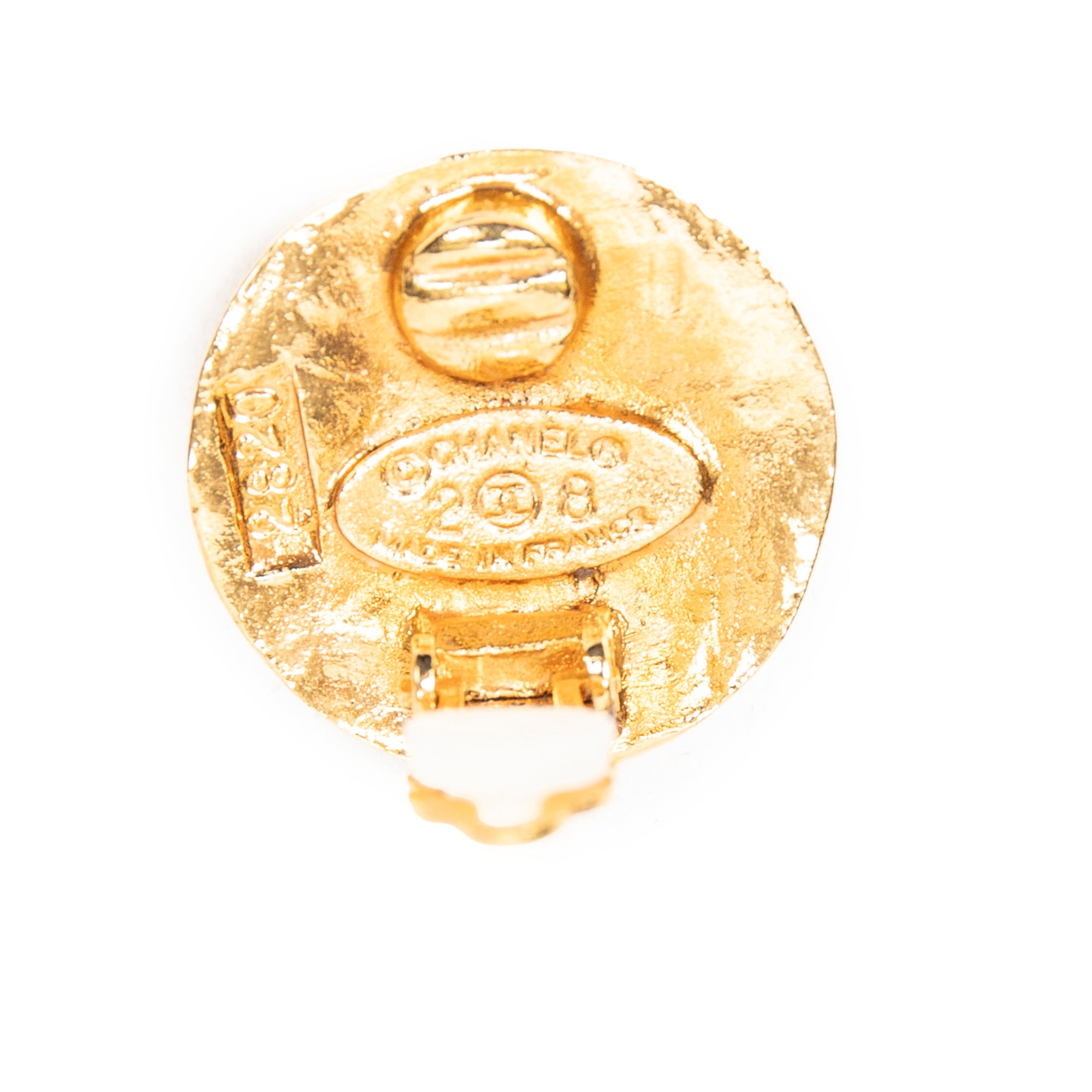 Small CC Round Clip On Earrings 