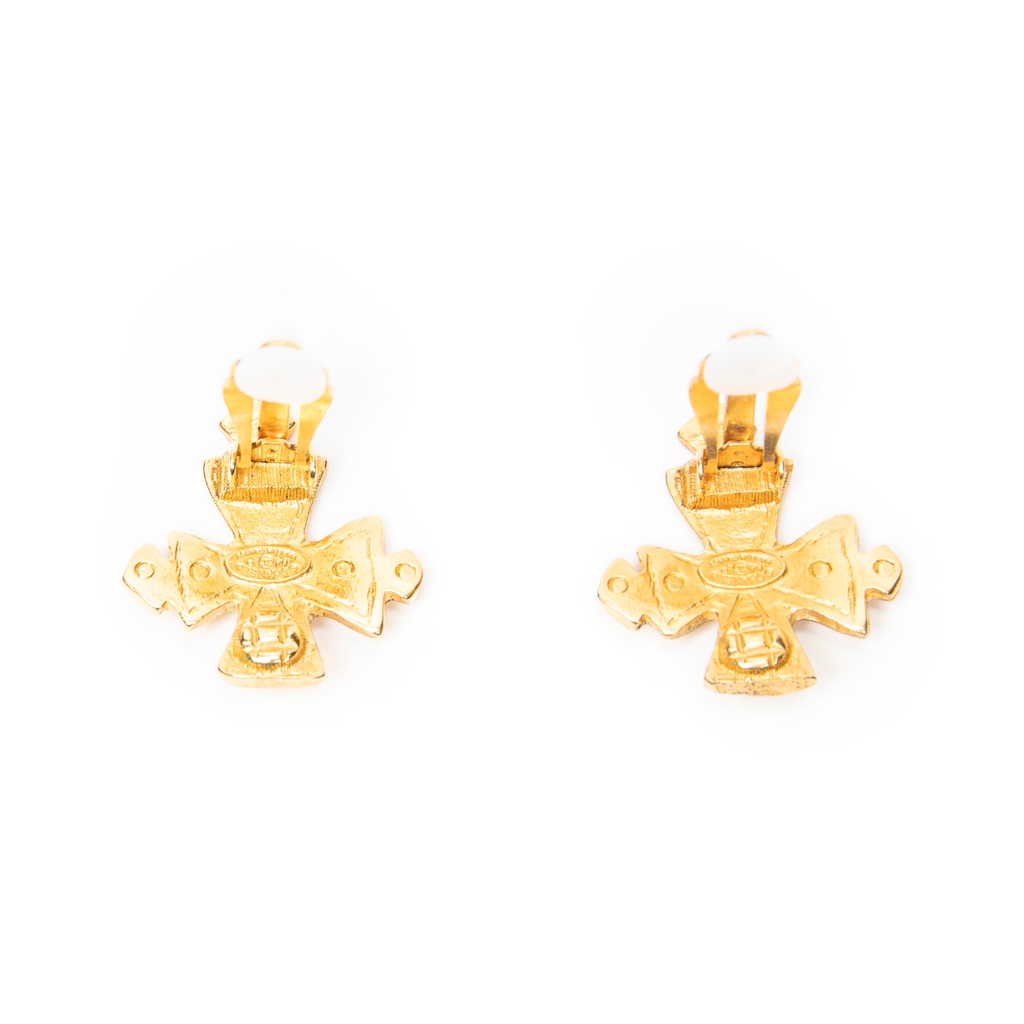 CC Cross Clip On Earrings 