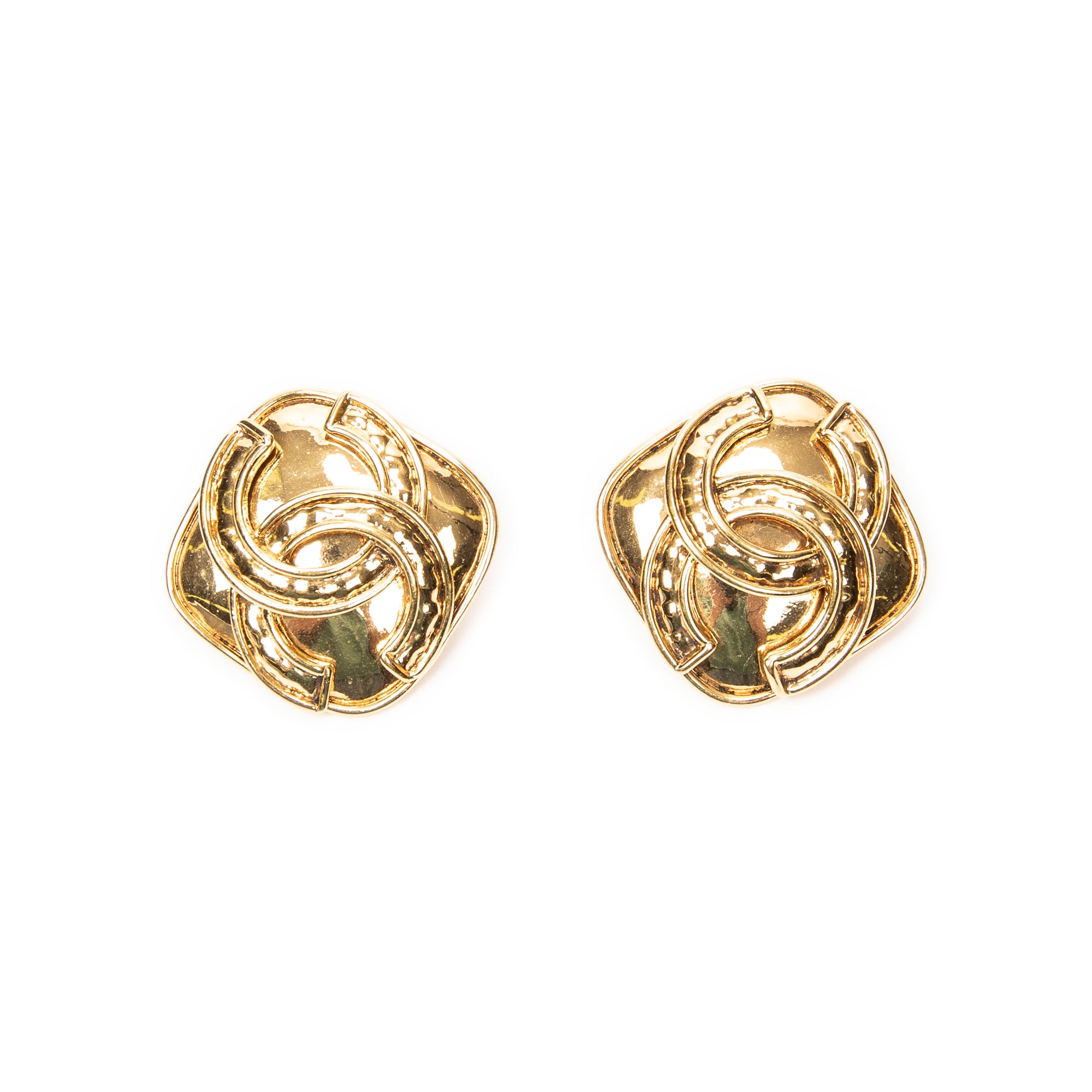 CC Diamond-shaped Clip On Earrings 