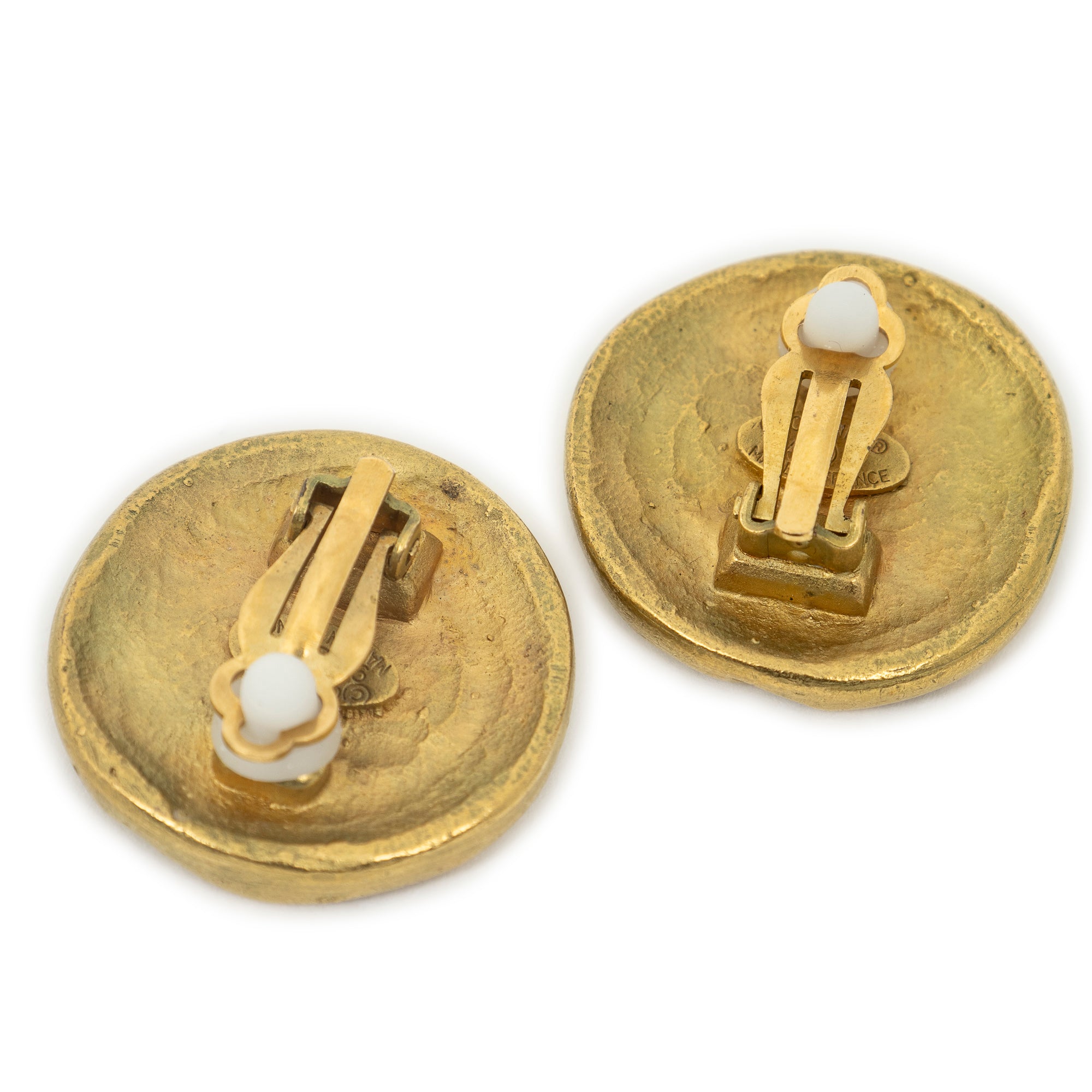 CC Round Enamel Clip On Earrings 