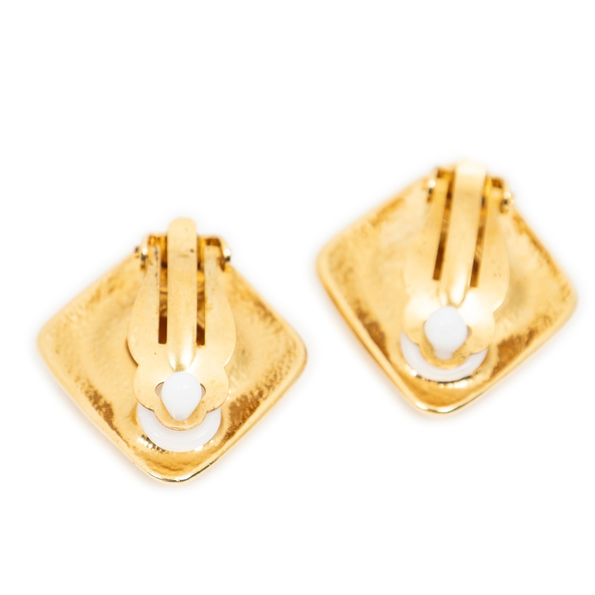 CC Diamond Shape Clip On Earrings 