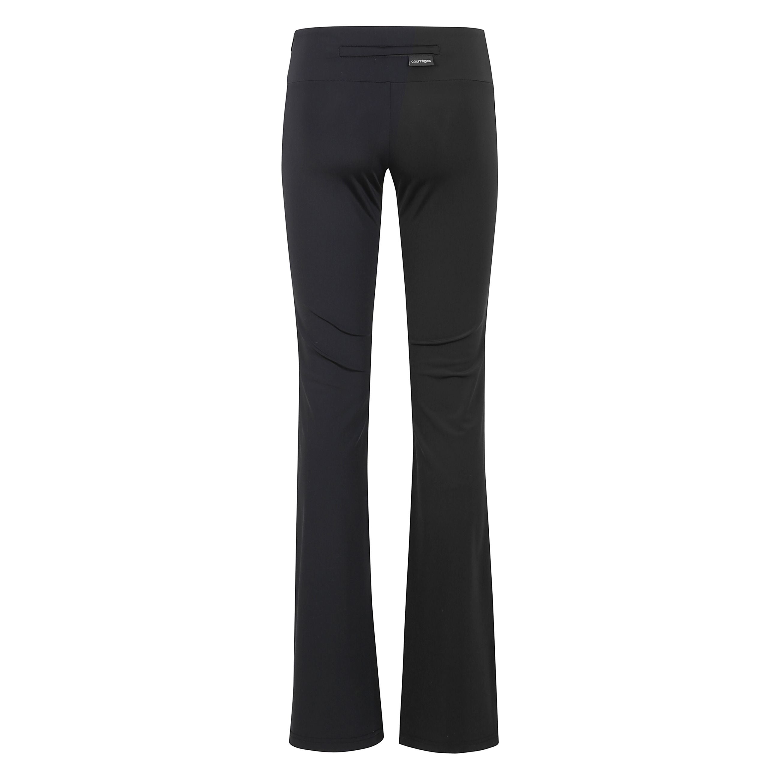 Pantaloni scuba vita bassa a campana, chiusura laterale con zip e tasca posteriore