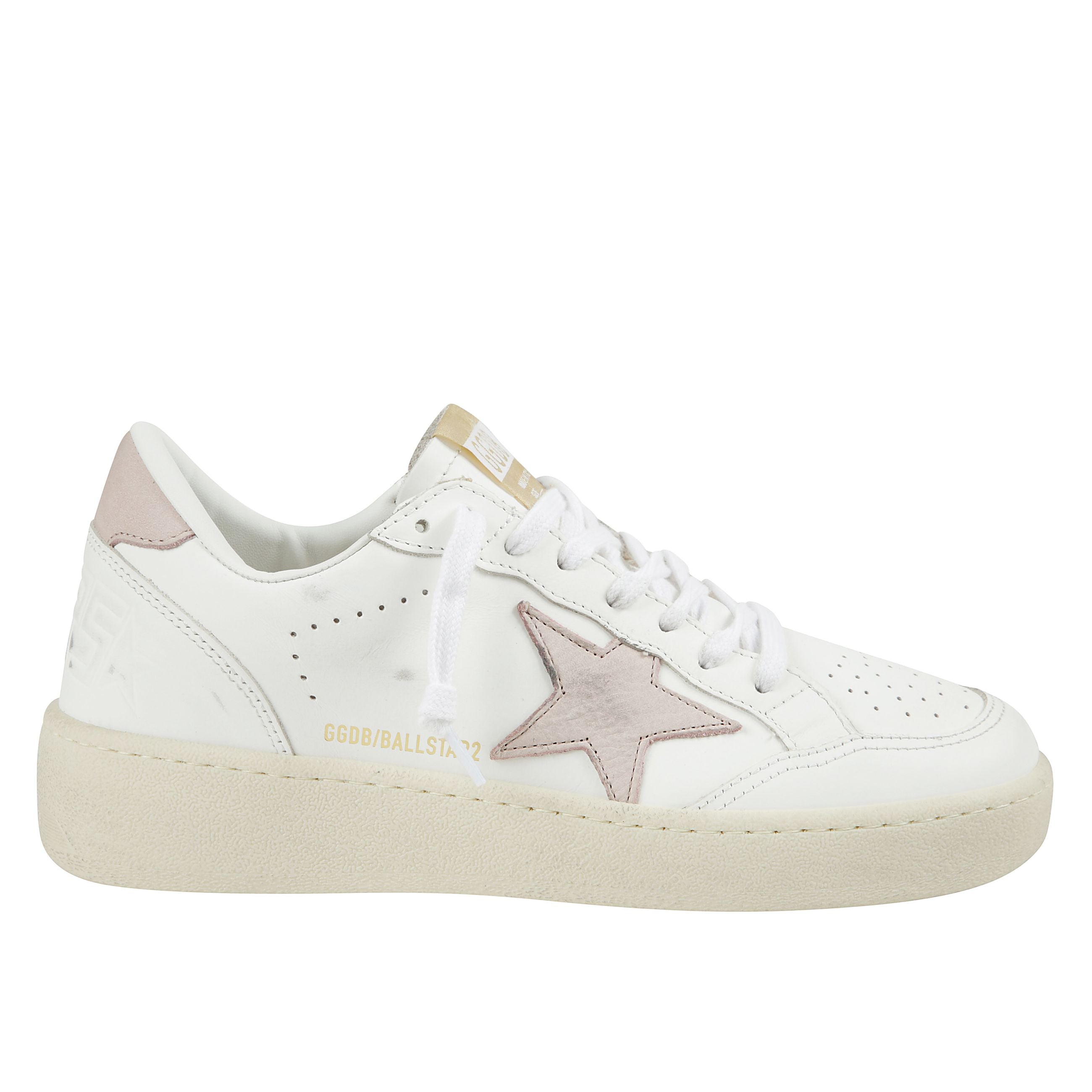 Sneakers ball-star in pelle bianca con gomma rialzata