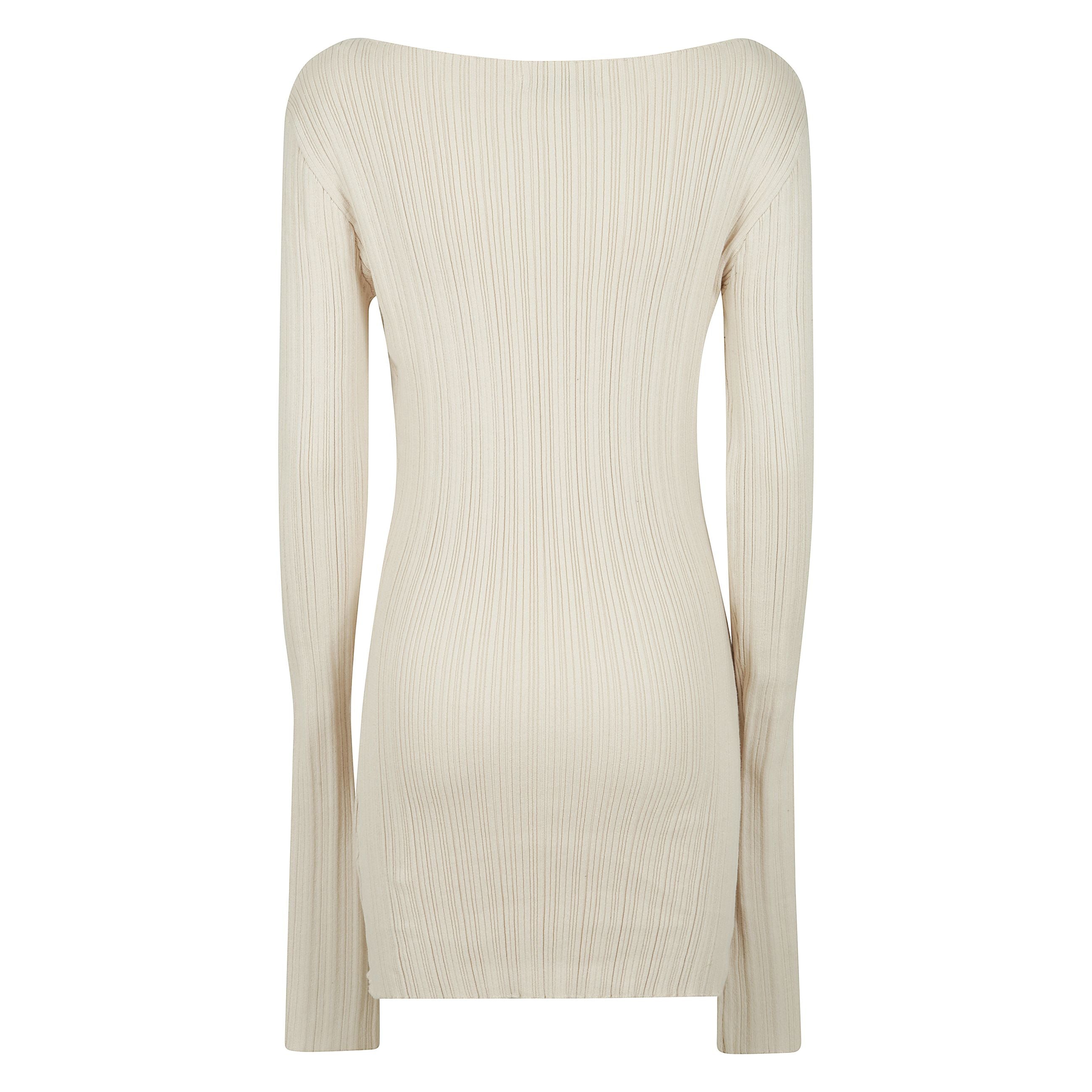 Top arches beige a maniche lunghe con trasformazione costiera.