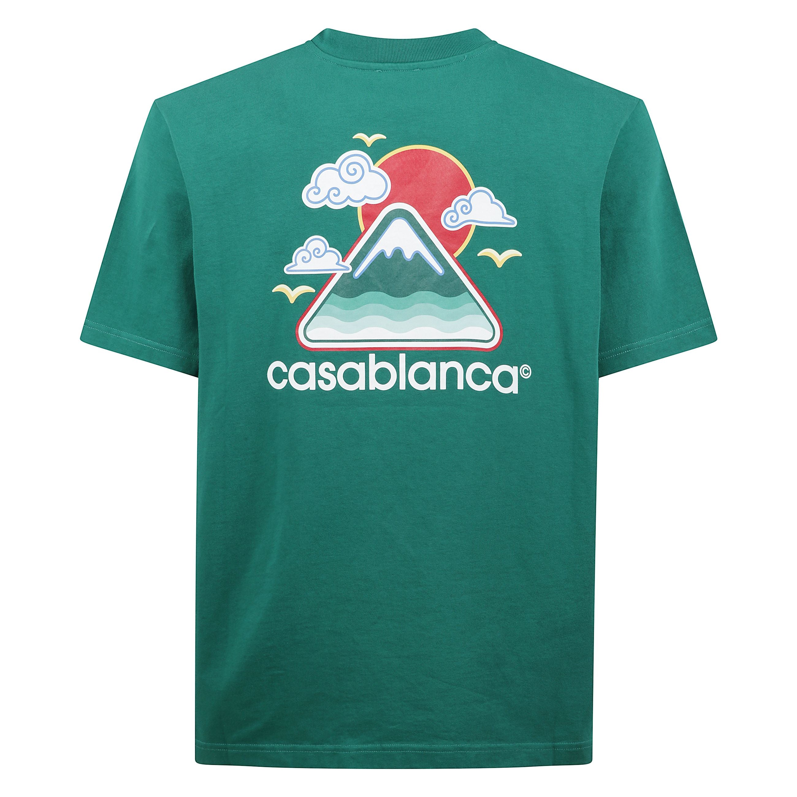T-shirt casablanca in cotone a girocollo, fronte con stampa e logo.