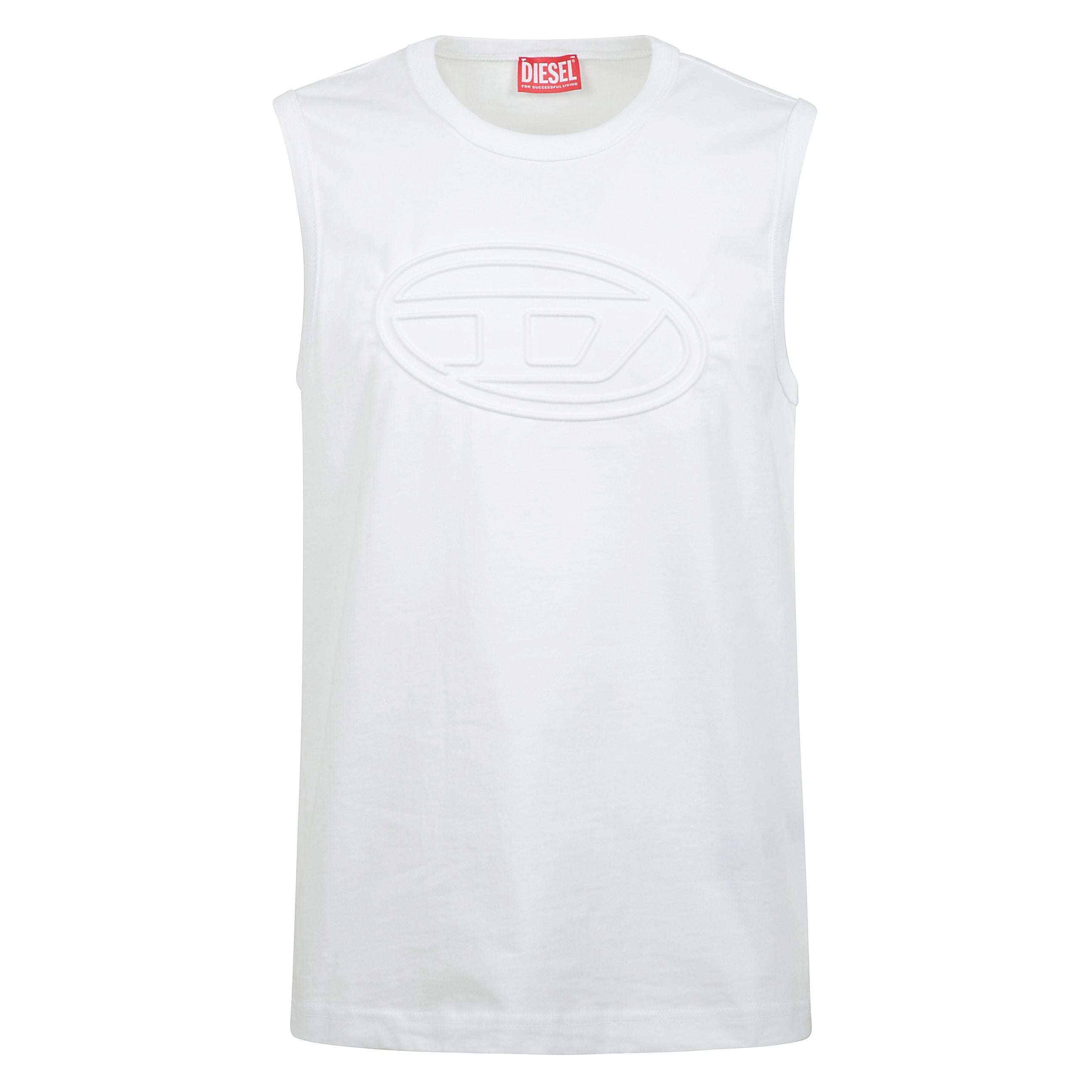 T-bisco-bigoval canotta con collo rotondo e senza maniche con logo in rilievo sul davanti