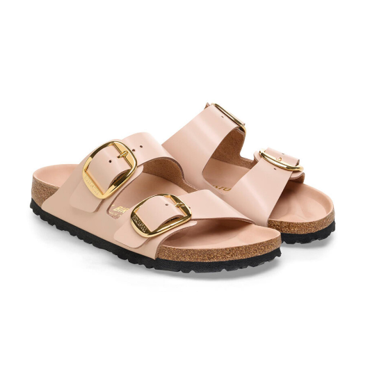Birkenstock Arizona Big Buckle Natural Leather Patent High-Shine New Beige