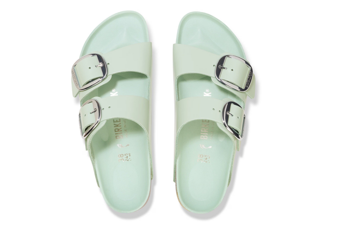 Birkenstock Arizona Big Buckle Patent Surf Green Leather Sandals