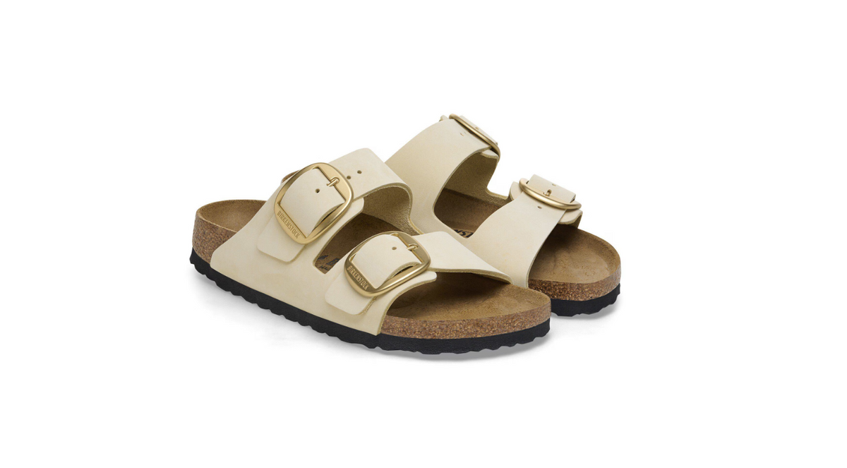 Birkenstock Arizona Big Buckle Nubuck Leather Ecru