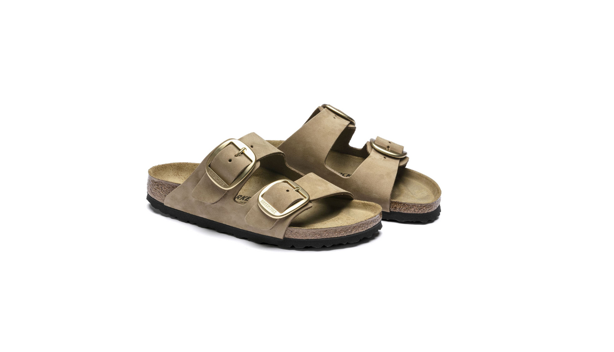 Arizona Big Buckle Nubuck Leather Sandals Mud Green