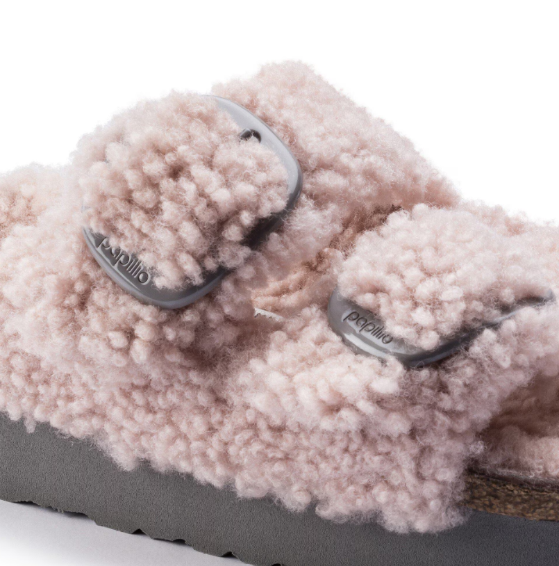 Birkenstock Arizona Big Buckle Shearling Teddy Crystal Rose Sandals