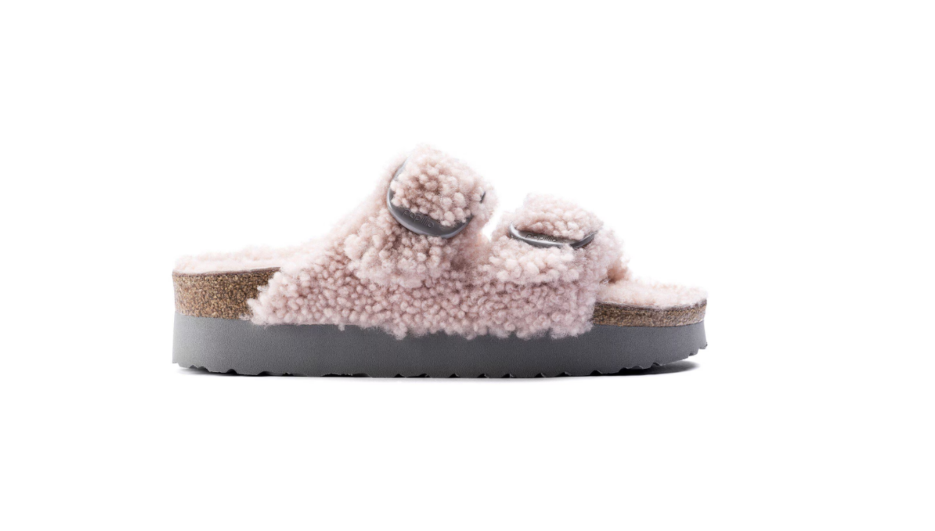 Birkenstock Arizona Big Buckle Shearling Teddy Crystal Rose Sandals