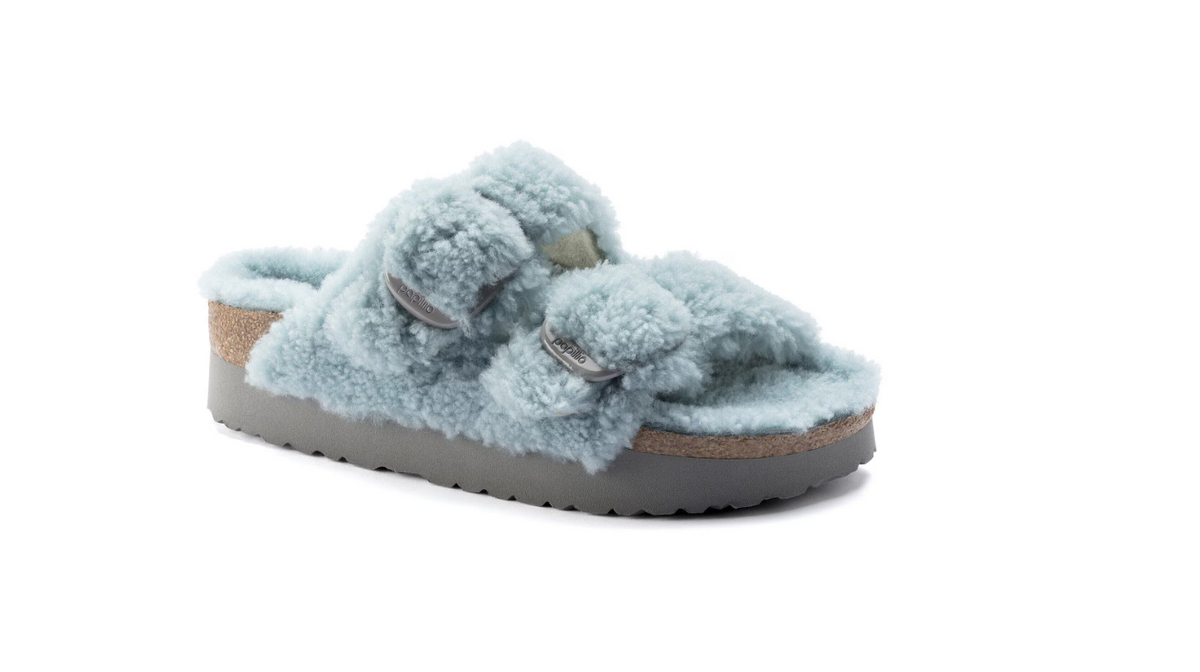 Birkenstock Arizona Big Buckle Teddy Shearling Faded Aqua