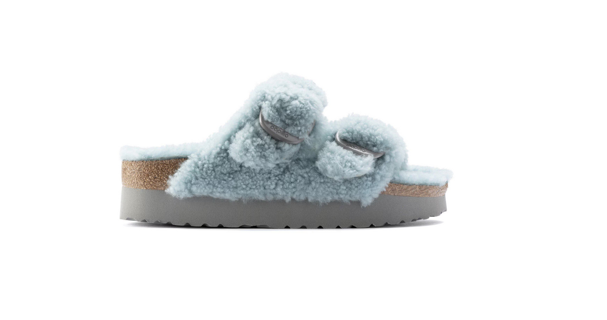 Birkenstock Arizona Big Buckle Teddy Shearling Faded Aqua