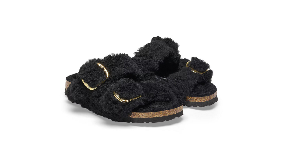Birkenstock Arizona Big Buckle Shearling Black Gold