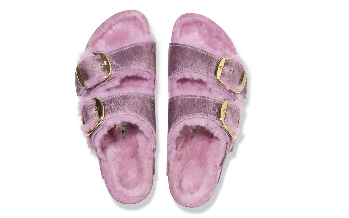Birkenstock Arizona Big Buckle Shearling Oiled Leather Lavender