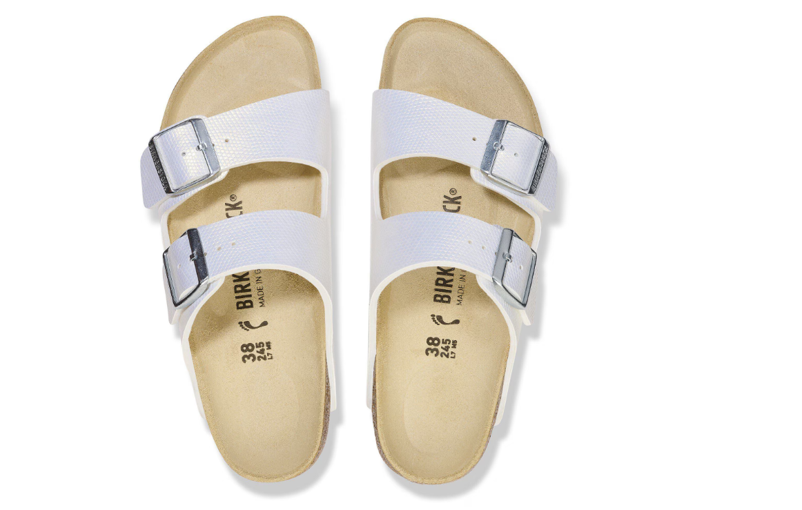 Birkenstock Arizona Birko-Flor Embossed Shiny Lizard White