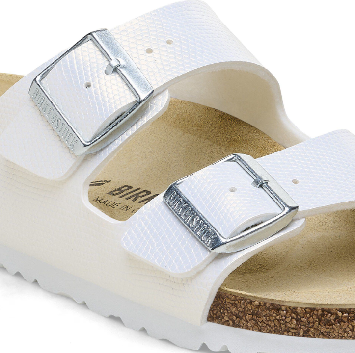 Birkenstock Arizona Birko-Flor Embossed Shiny Lizard White