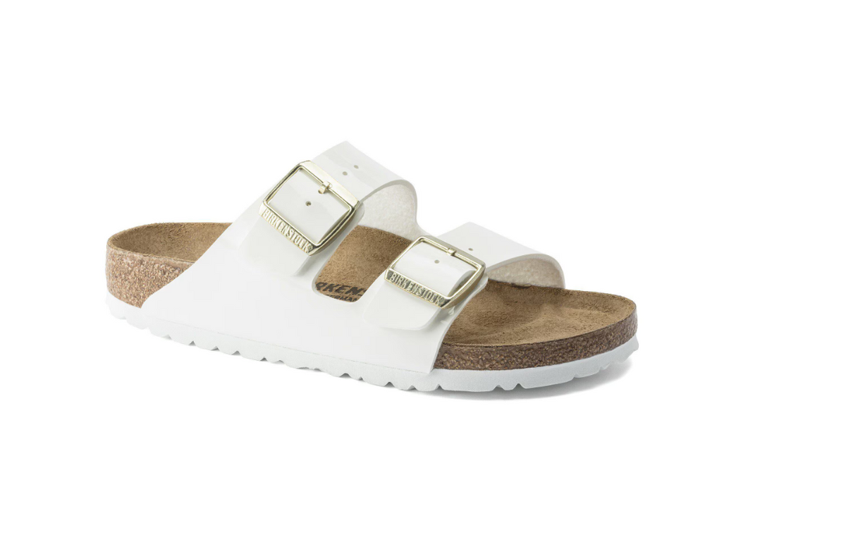 Birkenstock Arizona Birko-Flor Patent White Sandals