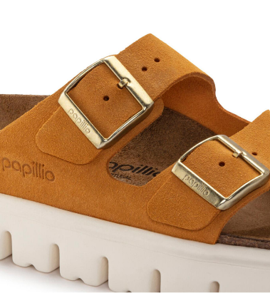 Birkenstock Arizona Chunky Suede Leather Apricot Platform Sandals