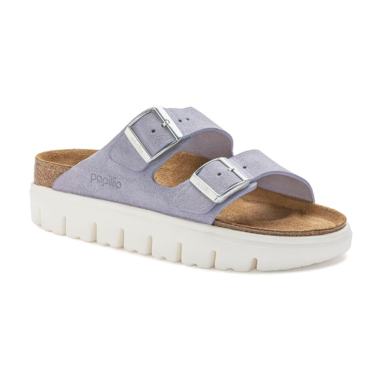 Birkenstock Arizona Chunky Suede Leather Purple Fog Platform Sandals