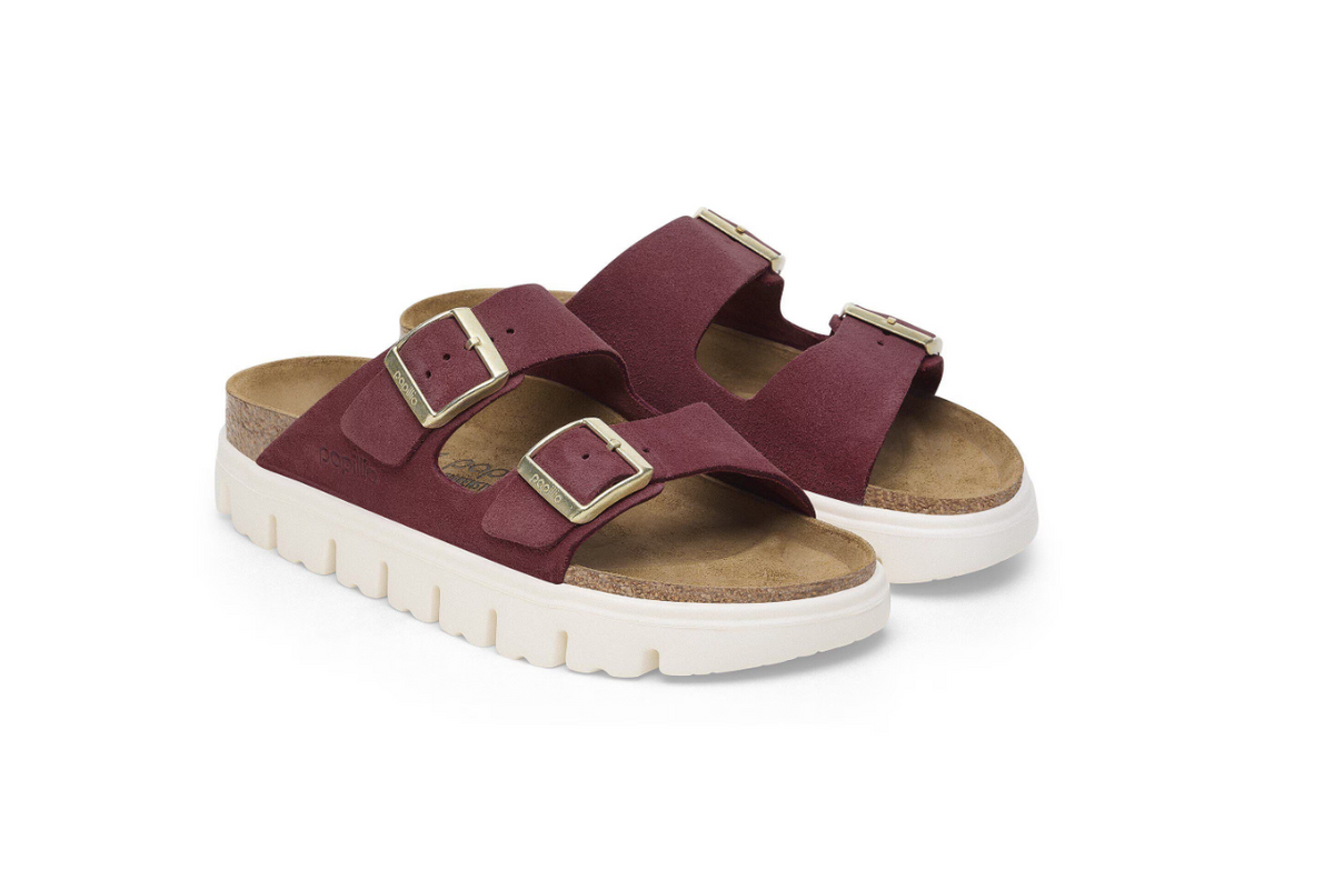 Birkenstock Papillio Arizona Chunky Suede Leather Berry Crush