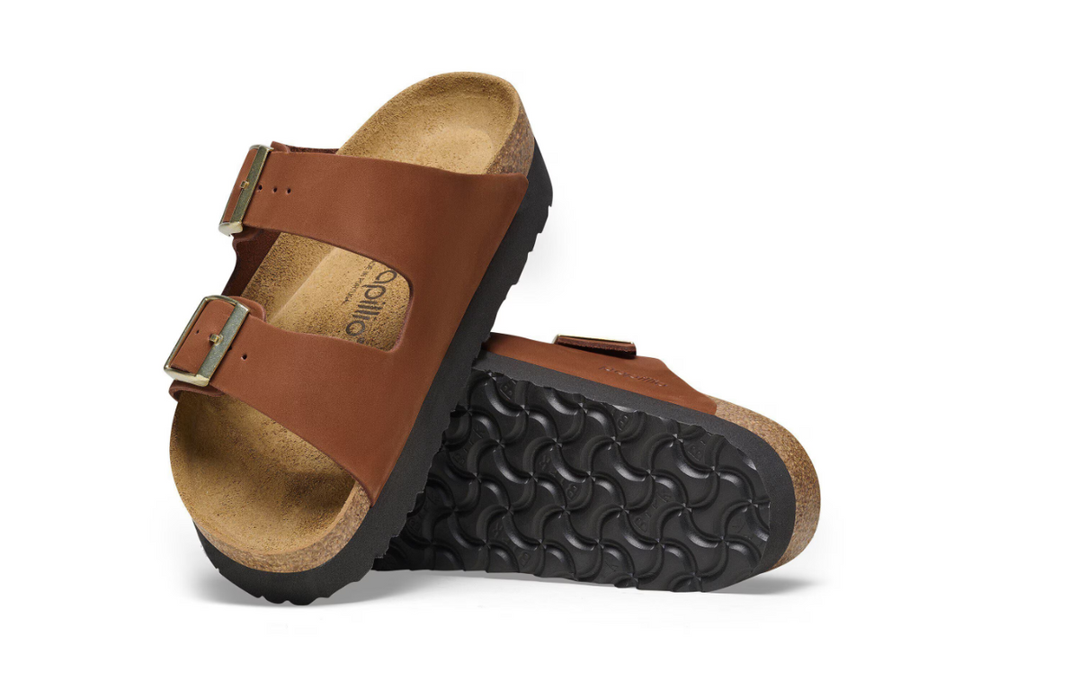 Birkenstock Arizona Platform Nubuck Leather Pecan