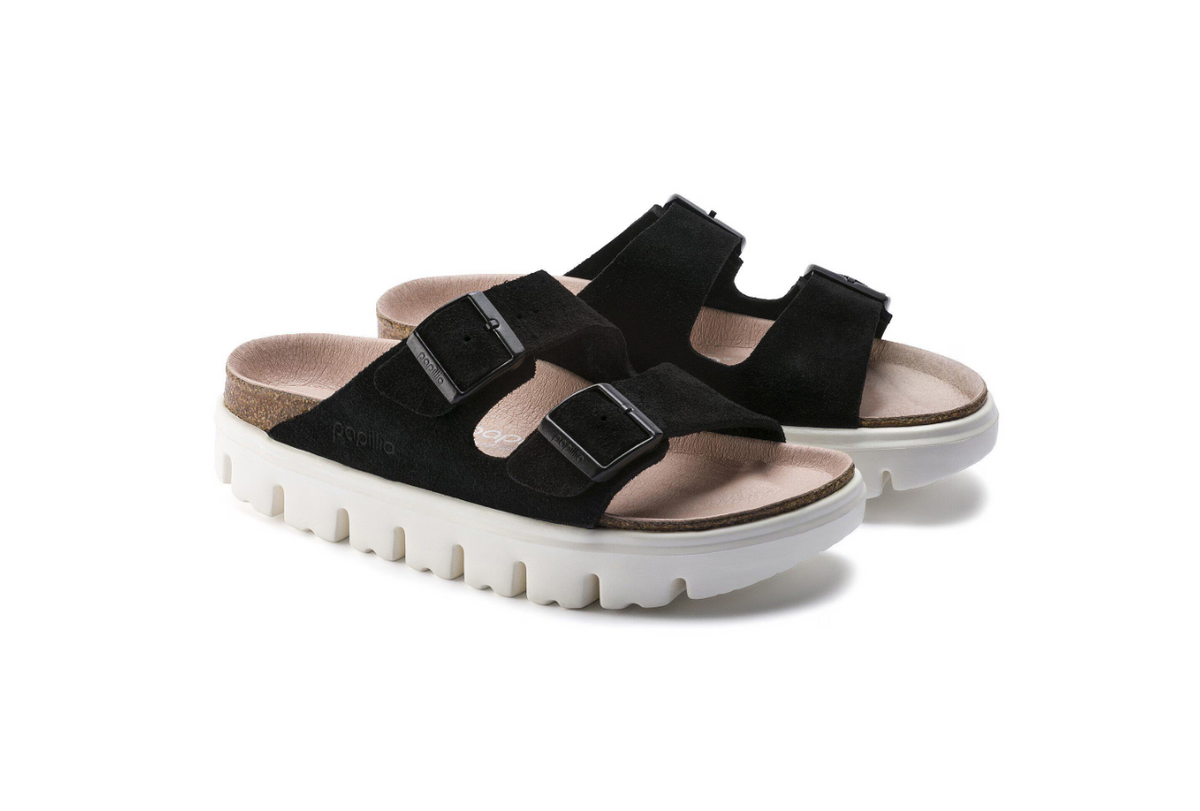 Birkenstock Arizona Platform Suede Leather Chunky Suede Black