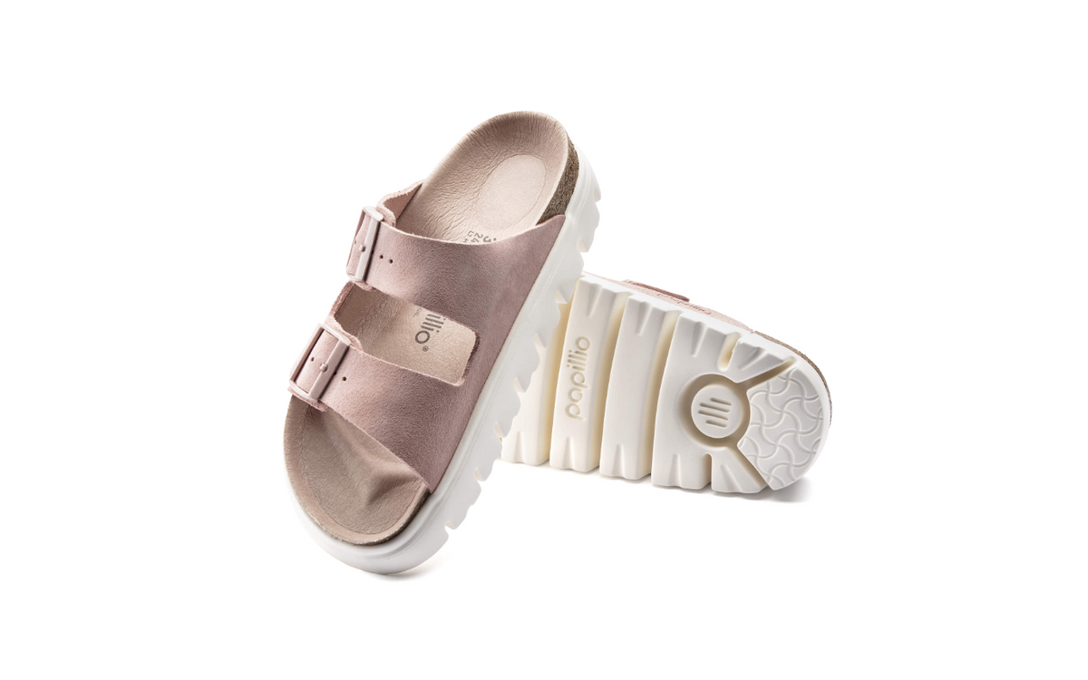 Birkenstock Arizona Platform Suede Leather Soft Pink