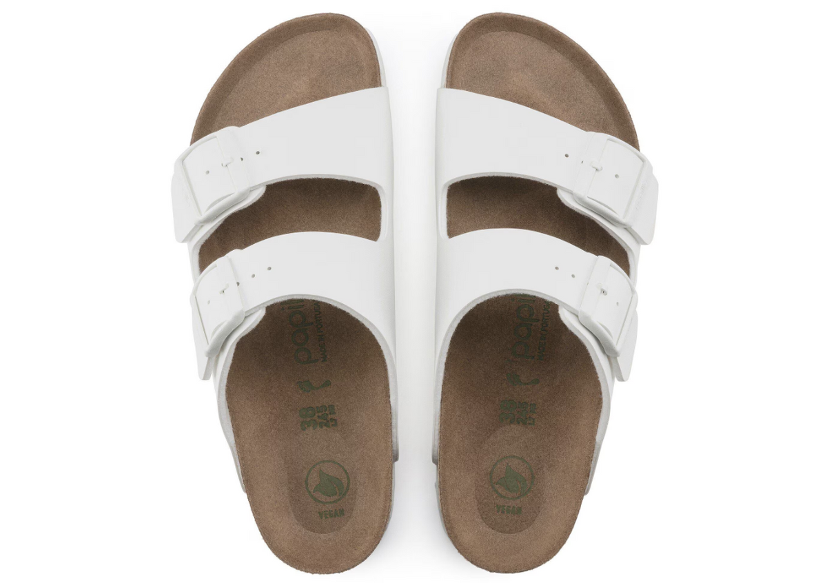 Birkenstock Arizona Platform Vegan Grooved Birko-Flor White Sandals