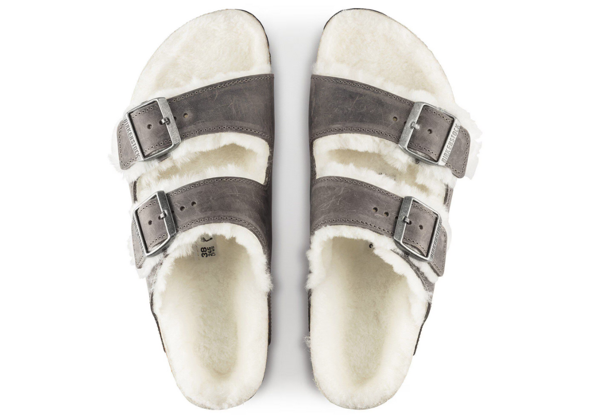 Birkenstock Arizona Shearling Oiled Leather Iron
