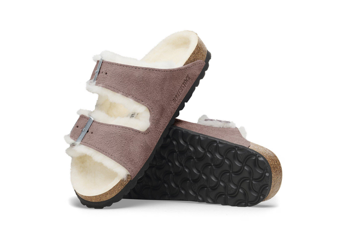 Birkenstock Arizona Shearling Suede Leather Faded Purple