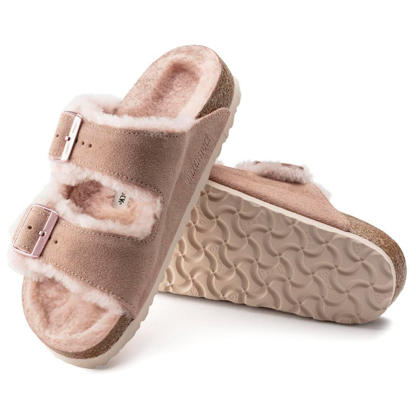 Birkenstock Arizona Shearling Suede Leather Light Rose