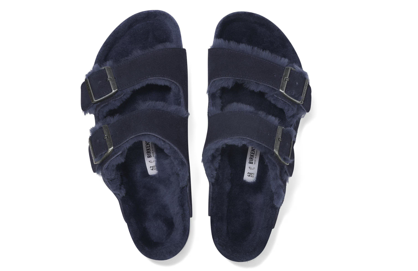 Birkenstock Arizona Shearling Suede Leather Midnight Blue