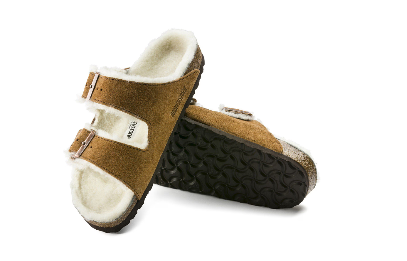 Birkenstock Arizona Shearling Suede Leather Mink