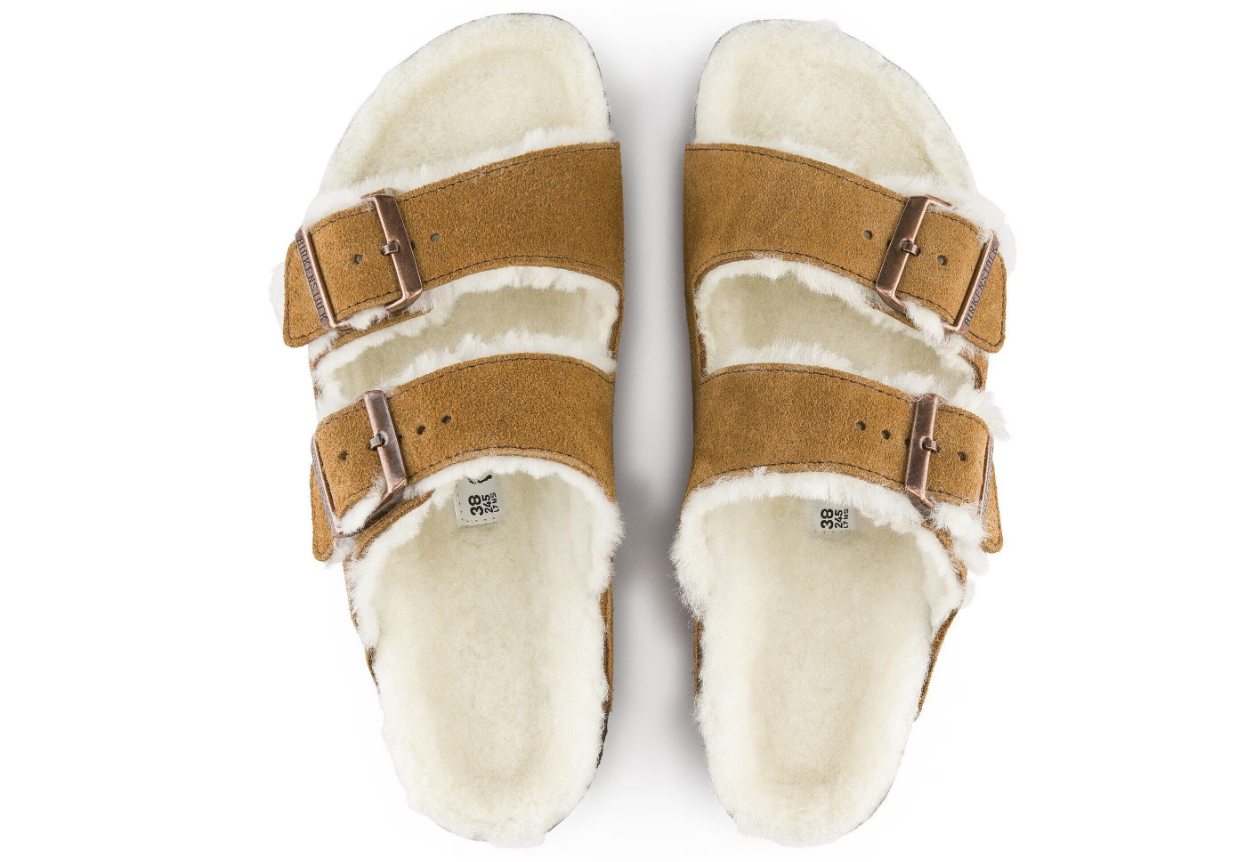 Birkenstock Arizona Shearling Suede Leather Mink