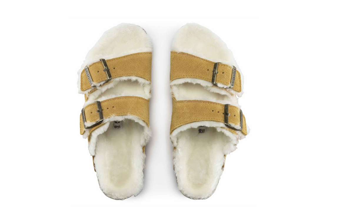 Birkenstock Arizona Shearling Suede Leather Ochre-Beige