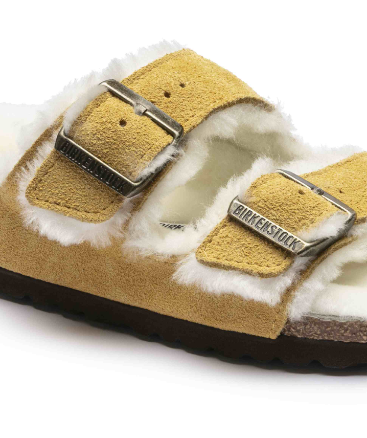 Birkenstock Arizona Shearling Suede Leather Ochre-Beige