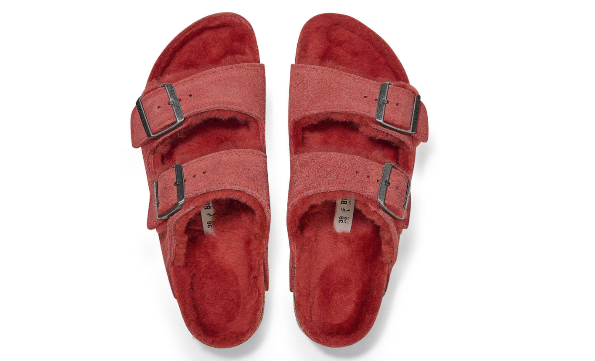 Birkenstock Arizona Shearling Suede Leather Sienna Red