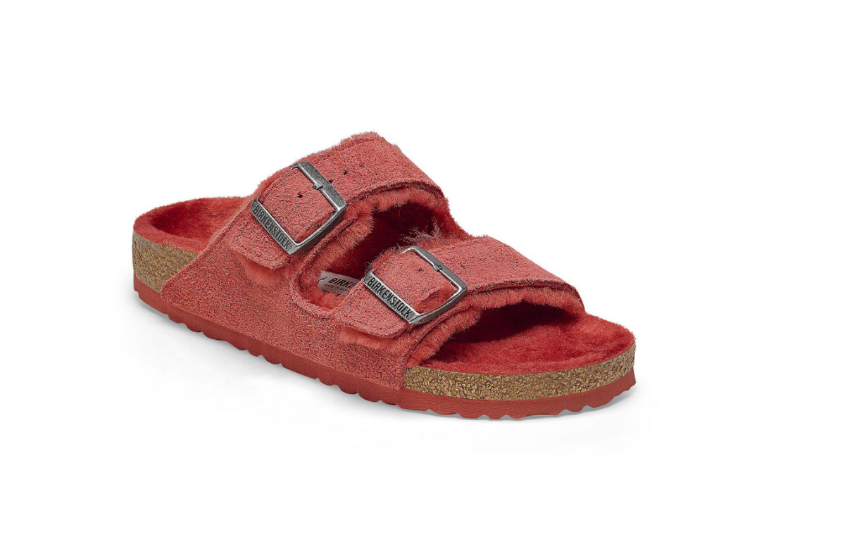 Birkenstock Arizona Shearling Suede Leather Sienna Red