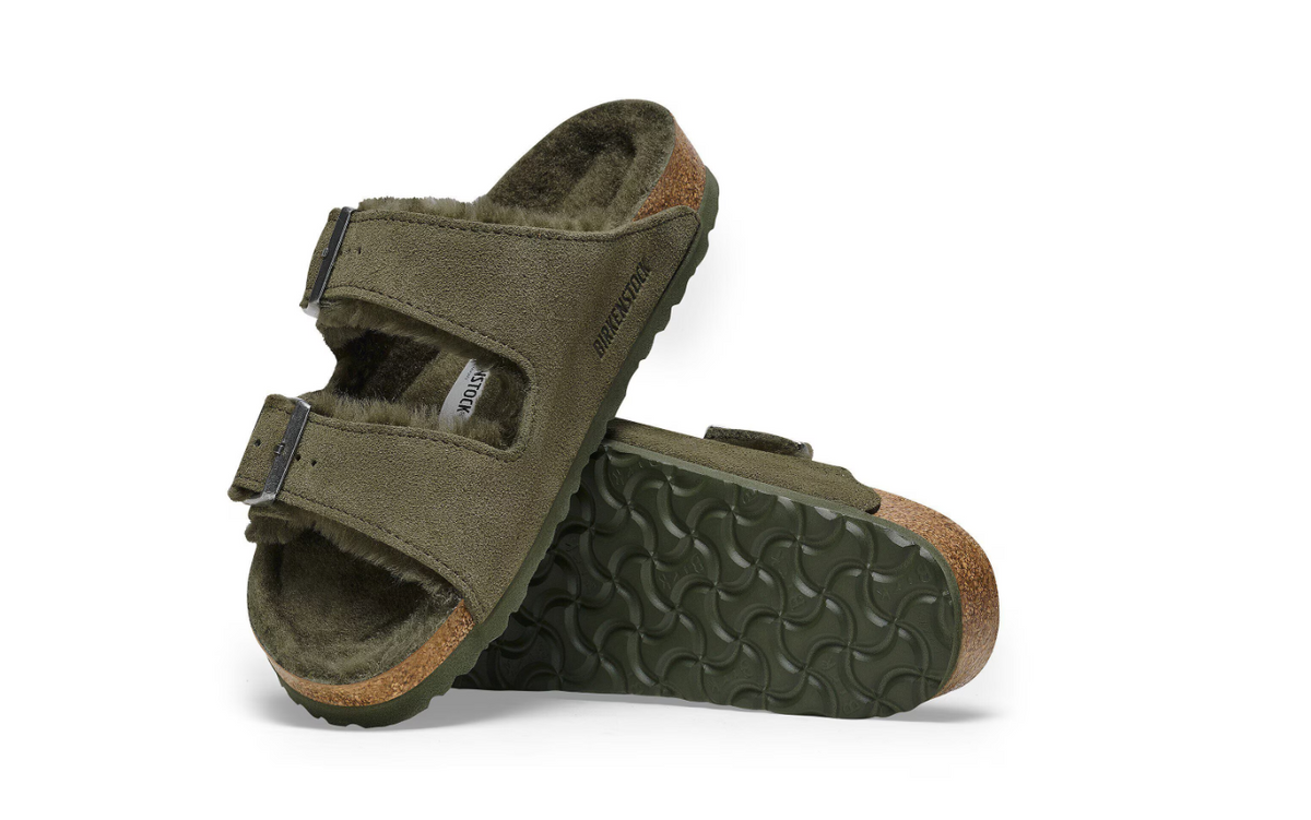 Birkenstock Arizona Shearling Suede Leather Thyme