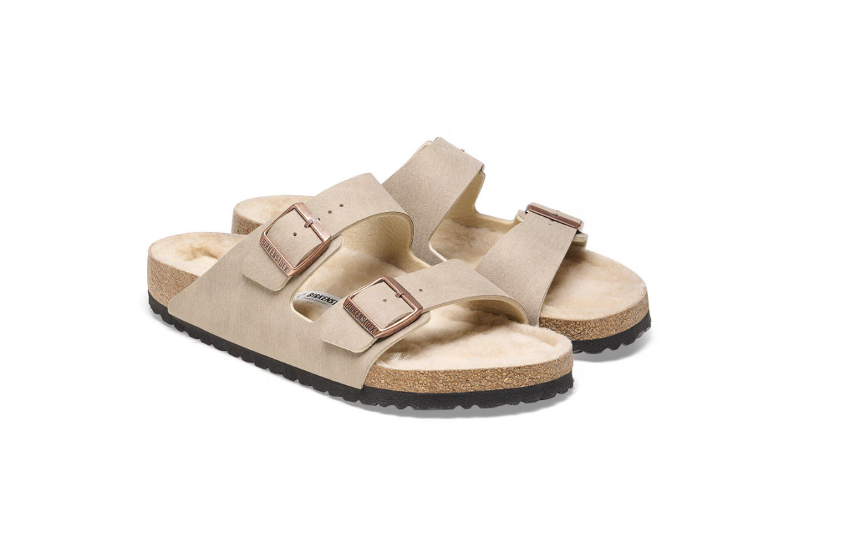 Birkenstock Arizona Shearling Synthetics Desert Dust Gray Taupe