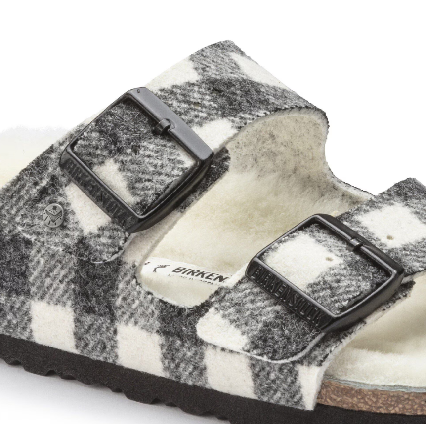 Birkenstock Arizona Shearling Wool Plaid White