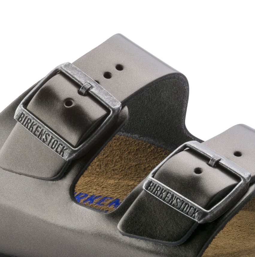 Birkenstock Arizona Soft Footbed Natural Leather Metallic Anthracite