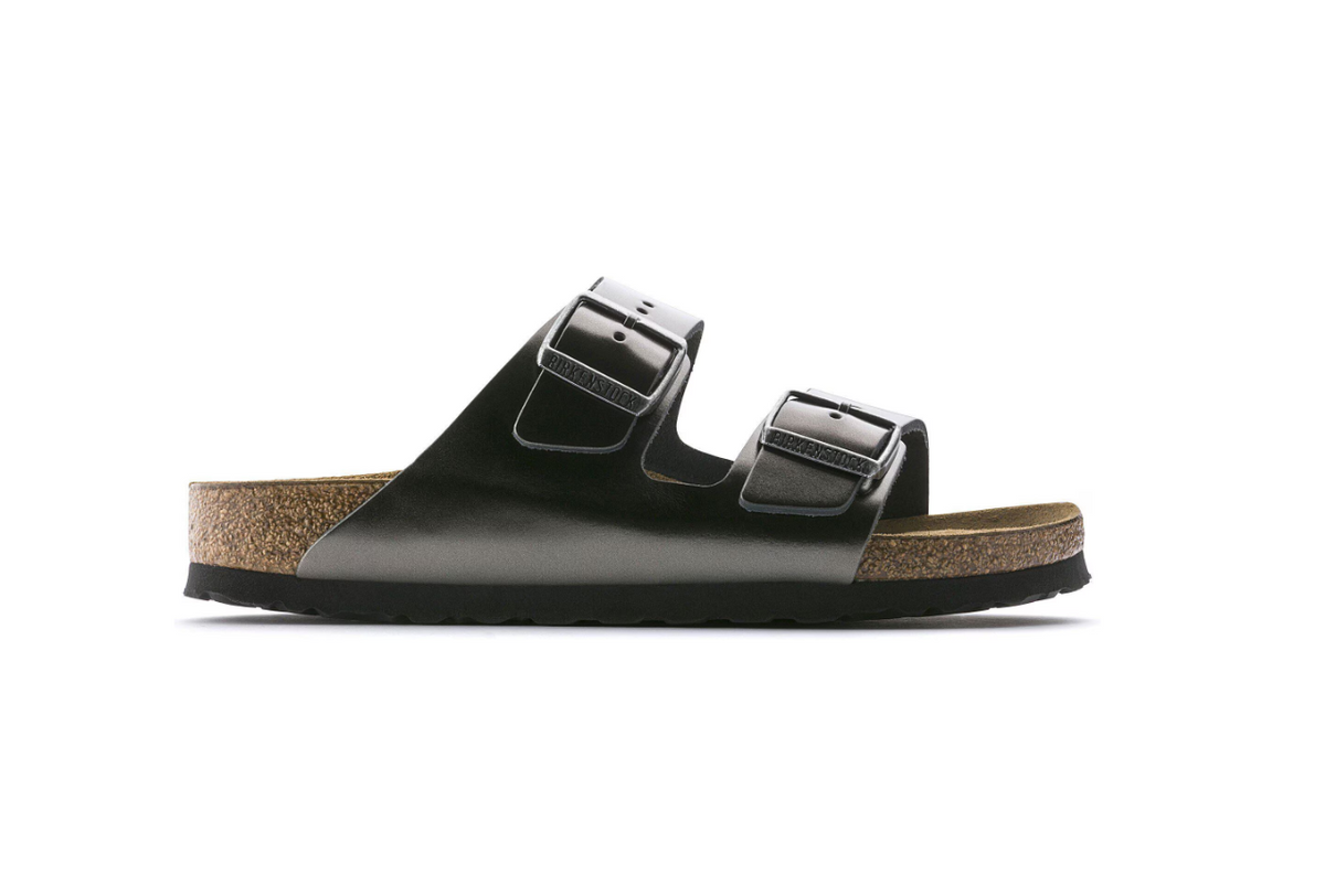 Birkenstock Arizona Soft Footbed Natural Leather Metallic Anthracite
